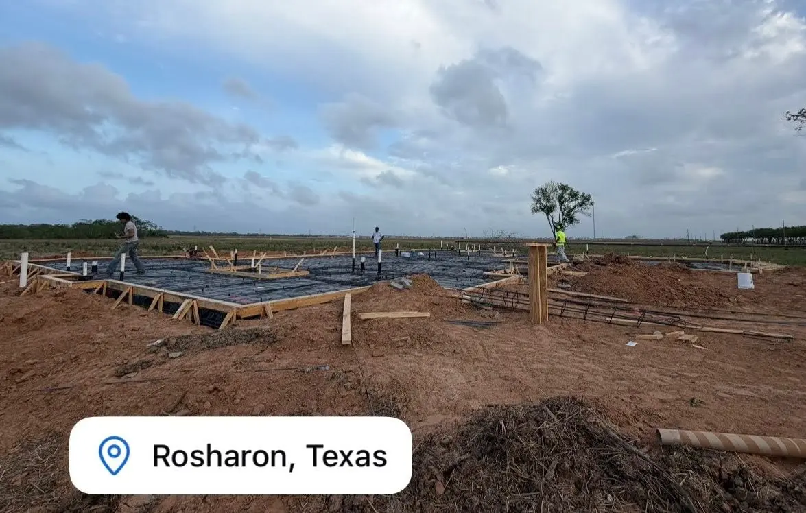 Concrete slab foundation pour in Rosharon, Texas by Trinity Construction Services